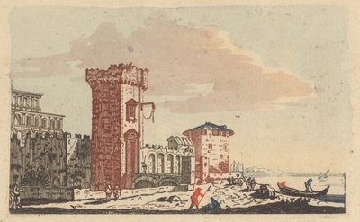 Kaleler, Harabeler ve Deniz Manzaraları - Altı Renkli Gravür by Johann Teyler