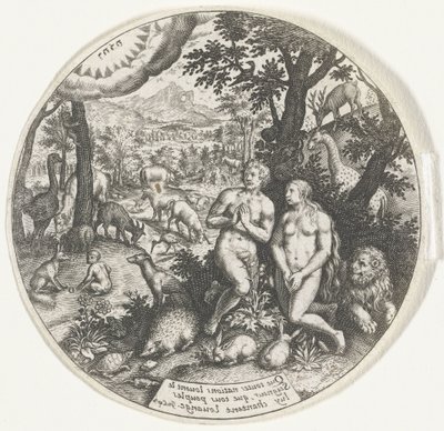 Tanrı Cennette Adem ve Havva ile konuşur by Johann Theodor de Bry