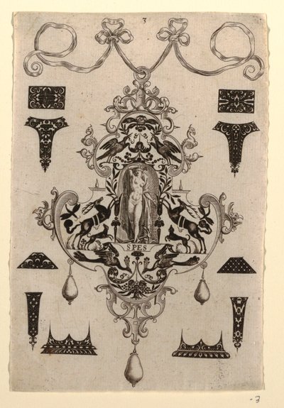 Erdem Umutlu Kolye Tasarımı, Plaka 3, başlıca erdemlere sahip sekiz kolye tasarımı serisinden by Johann Theodor de Bry
