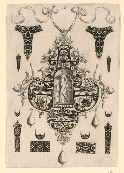 Ana erdemlere sahip bir dizi sekiz kolye tasarımından Plaka 6 by Johann Theodor de Bry
