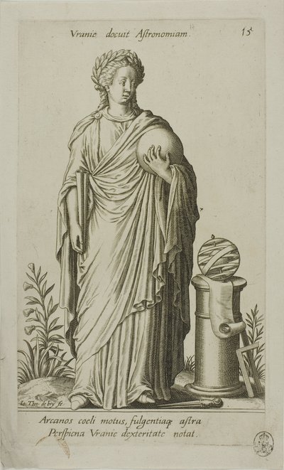 Urania, Astronomi İlhamı, Parnassus Biceps'ten levha 15 by Johann Theodor de Bry