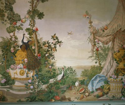 Schoenbrunn Sarayı Bahçe Odasında tavus kuşu ve çadırlı bahçe sahnesi ... by Johann Wenzel Bergl