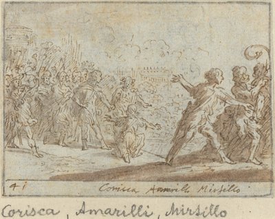 Corisca, Amarilli ve Mirtillo, 1640. by Johann Wilhelm Baur