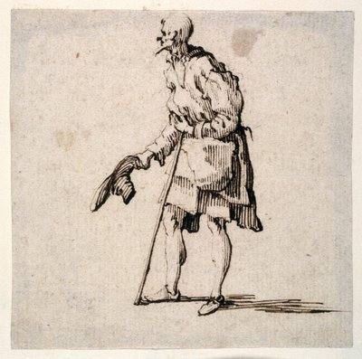 Ayakta ve Şapkasını Çıkaran Köylü Adam (kağıt üzerinde kalem ve mürekkep) by Johann Wilhelm Baur