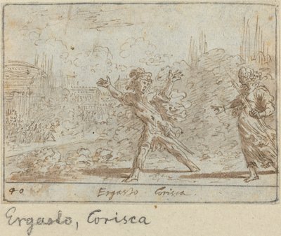 Ergasto ve Corisca, 1640. by Johann Wilhelm Baur