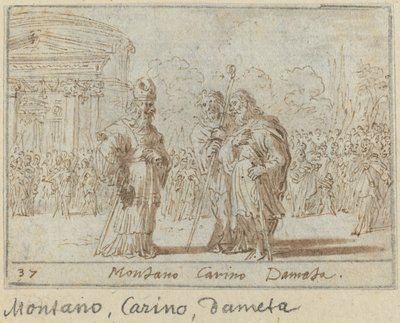 Montano, Carino ve Dameta, 1640. by Johann Wilhelm Baur