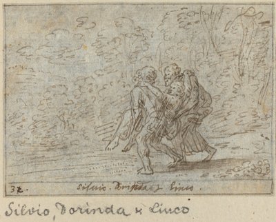 Silvio, Dorinda ve Linco, 1640. by Johann Wilhelm Baur