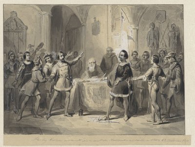 Duke Willem, Hollandalı soylular ve şehirlerle bağlantı kuruyor by Johann Wilhelm Kaiser (I)