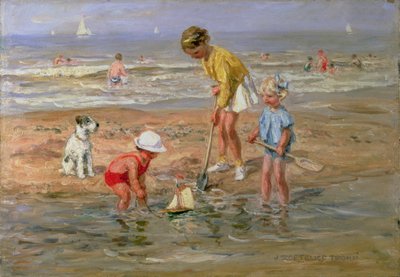 Deniz kenarında oynayan çocuklar by Johann Zoetelief Tromp