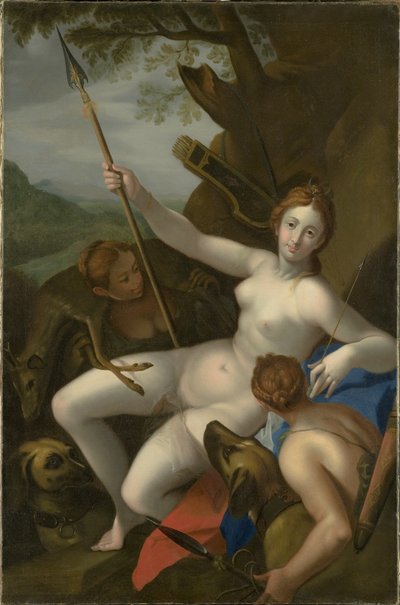 Periler, Köpekler ve Oyun ile Diana by Johann or Hans von Aachen