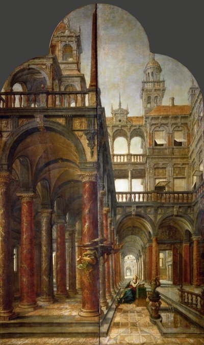 Müjde - Hans von Aachen (1552-1615). ahşap üzerine yağ by Johann or Hans von Aachen
