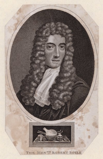 Robert Boyle, Anglo-İrlandalı doğa filozofu ve kimyager (gravür) by Johannes (after) Kerseboom