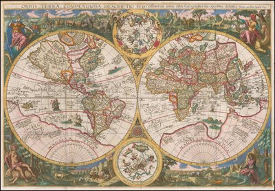 1596 Dünya Haritası - Orbis Terrae Compendiosa Descriptio Ex peristissimorum totius orbis Gaeographorum operibus desumpta by Johannes Baptista Vrints
