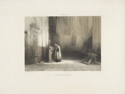 Hubert Duifhuis kilisede kitap okuyor by Johannes Bosboom