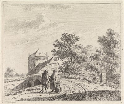 Taş köprü ile manzara by Johannes Christiaan Janson