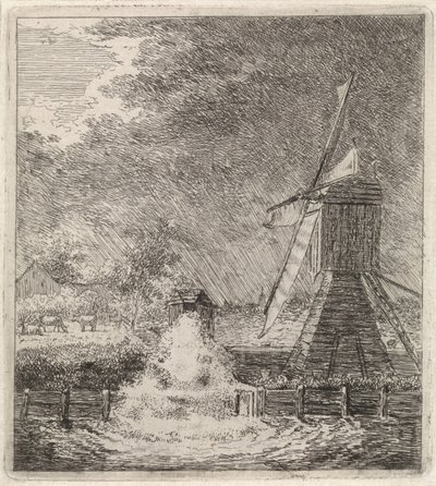 Su değirmeni ile manzara by Johannes Christiaan Janson