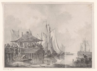 Bir limandaki kalabalıklar by Johannes Christiaan Schotel