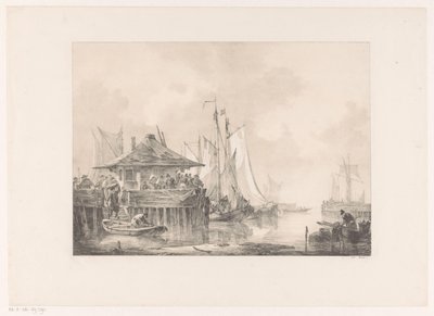 Bir limandaki kalabalıklar by Johannes Christiaan Schotel