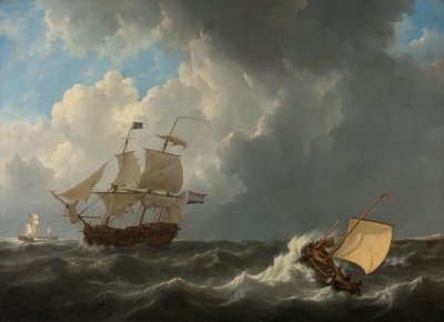 Çalkantılı Bir Denizde Gemiler by Johannes Christiaan Schotel