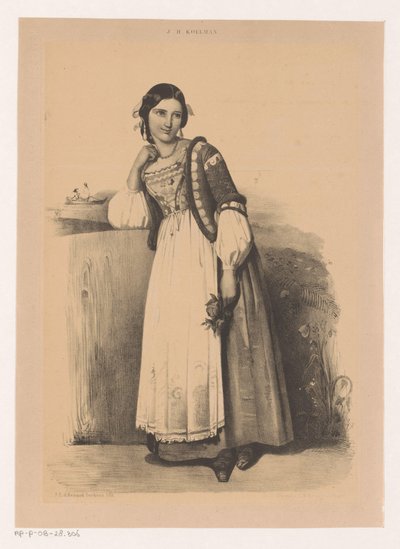 İtalyan kostümlü kadın by Johannes Christiaan d