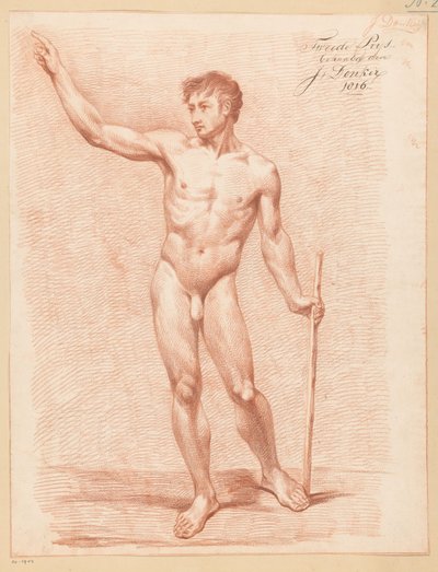 Önden bakıldığında çıplak duran erkek (2. ödül 1816) by Johannes Donker