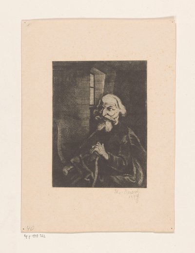 Yaşlı oturan adam by Johannes Driesch (signed by artist)