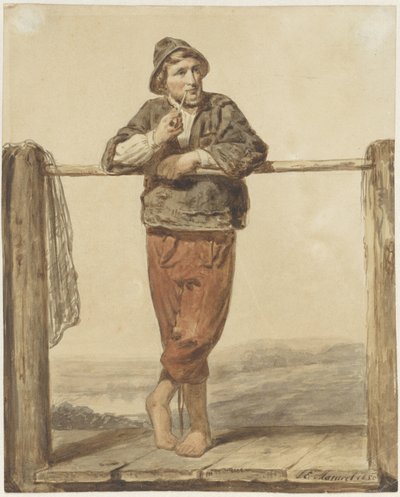 Önden ayakta pipo içen adam by Johannes Engel Masurel