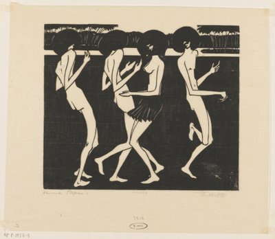 Dansende Papoea'nın (nesne üzerindeki orijinal başlık) by Johannes Frederik Engelbert ten Klooster (signed by artist)