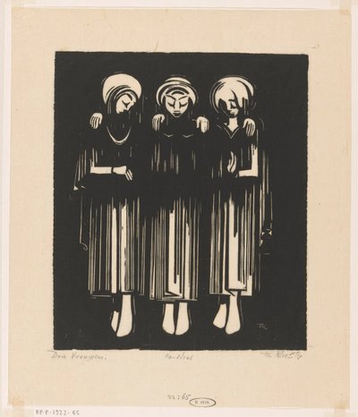 Üç kadın (nesne üzerindeki orijinal başlık) by Johannes Frederik Engelbert ten Klooster (signed by artist)