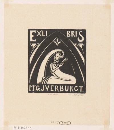 Gerrit-Jan Verburgt tarafından ekslibris by Johannes Frederik Engelbert ten Klooster (signed by artist)