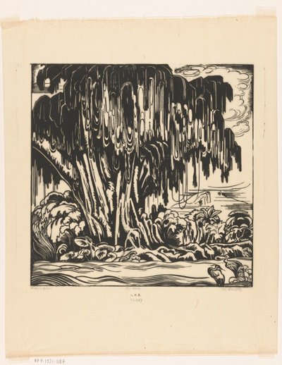 Waringin (nesne üzerindeki orijinal başlık) by Johannes Frederik Engelbert ten Klooster (signed by artist)