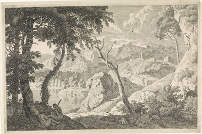 İki çoban ile Arcadian manzara Arcadian manzaraları (dizi başlığı) by Johannes Glauber