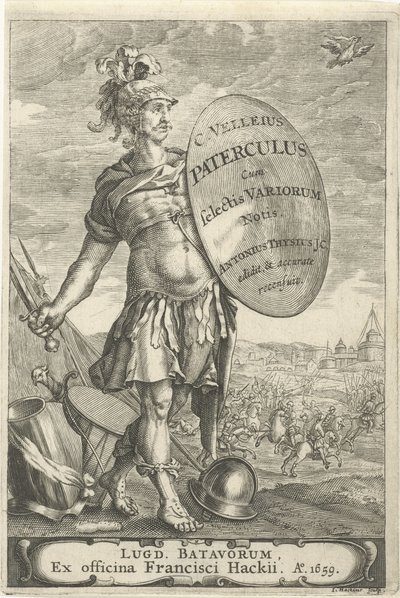 Romeinse krijgsman voor een slagveld Başlık sayfası voor Caius Velleius Paterculus ile Selectes Variorum Notis, 1659 by Johannes Hackius