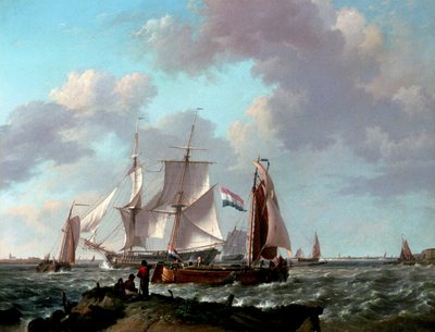 Sahile Yakın Gemiler by Johannes Hermanus Koekkoek
