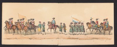 Groningen Uygulamalı Bilimler Üniversitesi öğrencileri tarafından yapılan tarihi geçit töreni, 1850 (levha 2) Maurits, Orange Prensi, Nassau Kontu, vb. ve Willem Lodewijk, Nassau Kontu