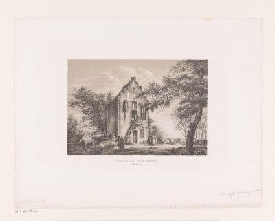 Şehir duvarındaki ev 18. yüzyıldan şehir surları (nesne üzerindeki başlık) by Johannes Hilverdink (attributed to)