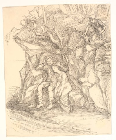 Alfred Tennyson "Enoch Arden" ile ilgili çizim by Johannes Holbek