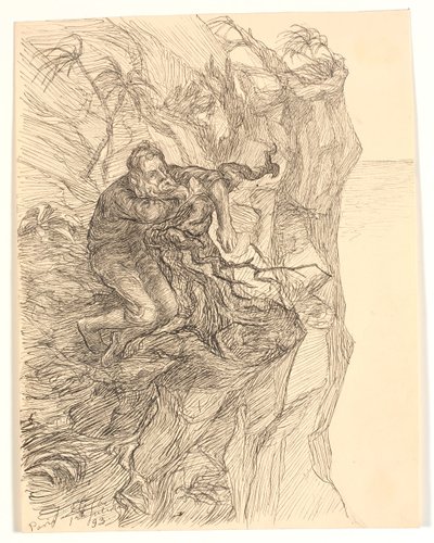 Alfred Tennyson "Enoch Arden" ile ilgili çizim by Johannes Holbek