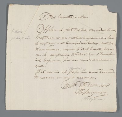 Rev. Hooyman'dan Jan Brandes'e Mektup by Johannes Hooyman