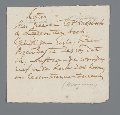 Rev. Hooyman'dan zangoç'a mektup by Johannes Hooyman