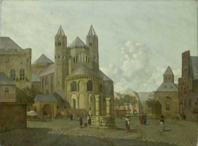 Romanesk Kilise ile Hayali Şehir Manzarası by Johannes Huibert Prins
