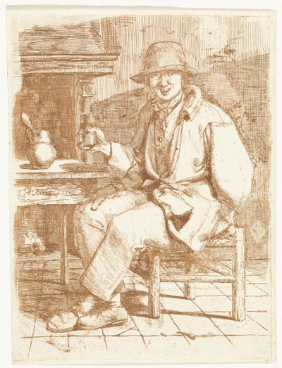 Elinde cam olan gülümseyen adam by Johannes Huibert Prins
