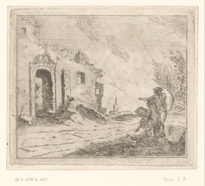 Ressam bir harabede by Johannes Huibert Prins