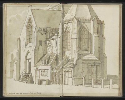 Delft'teki Nieuwe Kerk'in yan görünümü by Johannes Huibert Prins