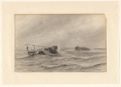 Denizde balıkçı gemileri by Johannes Huygens (signed by artist)