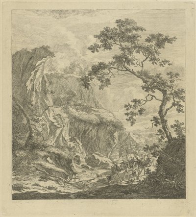 Sığır ile dağlık manzara by Johannes Janson