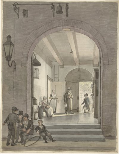 Nieuwe Keizersgracht'taki Evanjelik Lutheran Cemaati'nin Diaconie ve Yönetim Kurulu Üyeleri Evi'ne giriş by Johannes Jelgerhuis