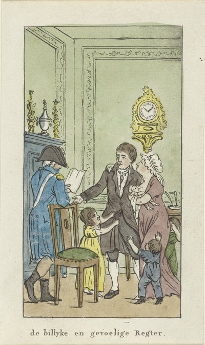 Aile ve memur de Billyke ve hassas Regter ile iç mekan. (nesne üzerindeki başlık) by Johannes Jelgerhuis