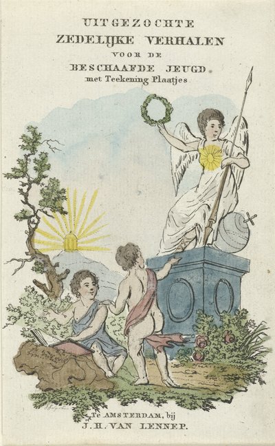 İki çocuklu manzara Başlık sayfası: Uygar Gençlik için Seçilmiş Ahlaki Öyküler, 1828 by Johannes Jelgerhuis