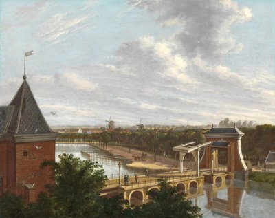 Tiyatrodan Görülen Leidsepoort yakınlarındaki Amsterdam Dış Kanalı Şehir Tiyatrosu